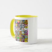 Retro 60s Psychedelische Shalom LOVE Mokkop Mok (Voorkant links)