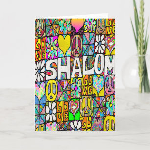 Retro 60s Psychedelische Shalom Wenskaart Bedankkaart