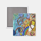 Retro 60s Psychedelische Strandkleding Cadeaus Magneet (Voorkant / Achterkant)