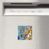 Retro 60s Psychedelische Strandkleding Cadeaus Magneet (Insitu (Vaatwasser))