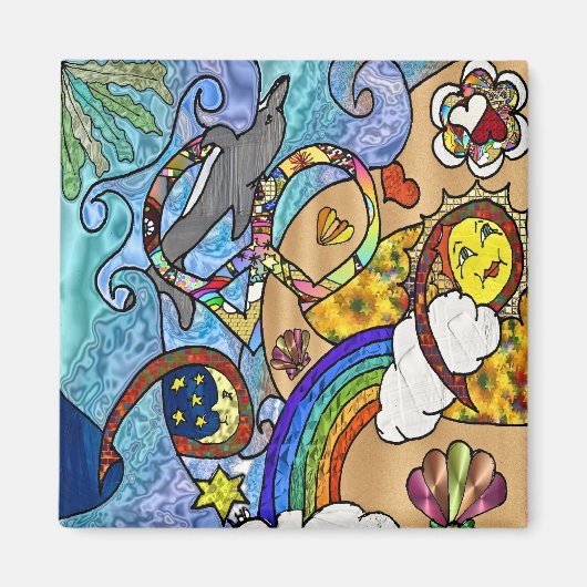 Retro 60s Psychedelische Strandkleding Cadeaus Magneet (Voorkant)