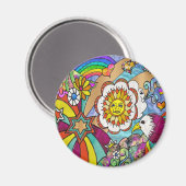 Retro 60s Psychedelische Zonneschijn Adelaar Kledi Magneet (Voorkant / Achterkant)