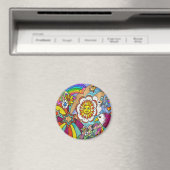 Retro 60s Psychedelische Zonneschijn Adelaar Kledi Magneet (Insitu (Vaatwasser))