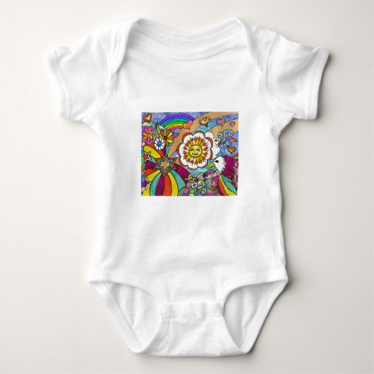Retro 60s Psychedelische Zonneschijn Adelaar Kledi Romper (Voorkant)
