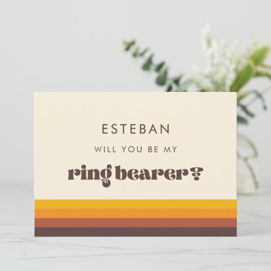 Retro 60s Ringdrager Voorstel Kaart (Staand voorkant)