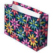 Retro 60s Sfeer Mod Daisies All-over Print Groot Cadeauzakje (Voorkant Gekanteld)
