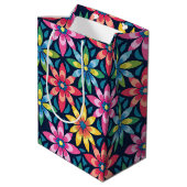 Retro 60's Sfeer Mod Daisies All-over Print Medium Cadeauzakje (Achterkant Gekanteld)