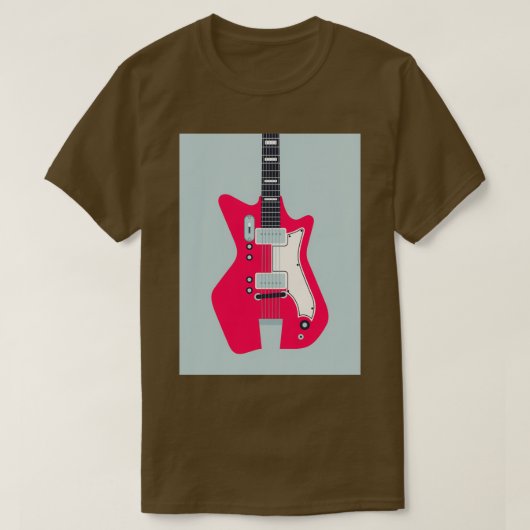 Retro 60s Surf Rock Electric Guitar Grey T-shirt (Design voorkant)