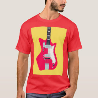 Retro 60s Surf Rock Electric Guitar Yellow T-shirt