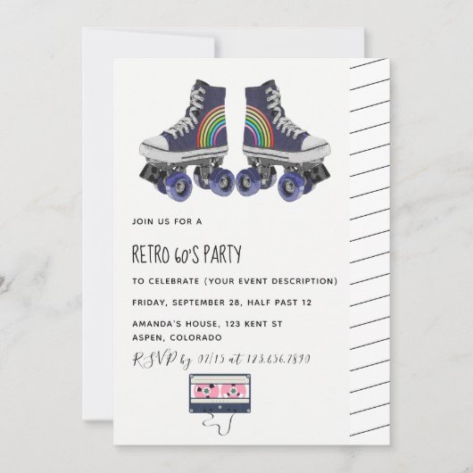 Retro 60's Theme Party Invitation Kaart (Voorkant)