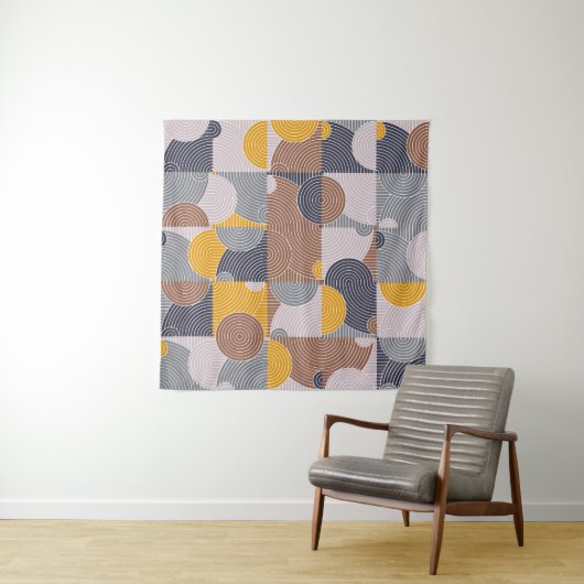 Retro 60s Tiles: Colorful Geometric Pattern Wandkleed (In Situ (horizontaal))