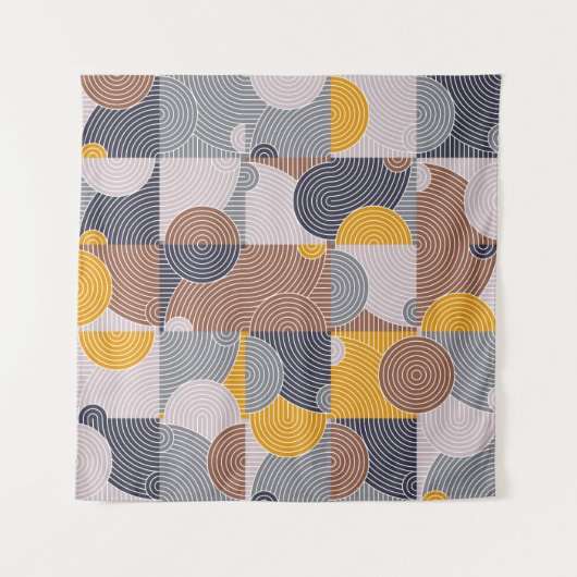 Retro 60s Tiles: Colorful Geometric Pattern Wandkleed (Voorkant)