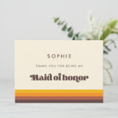 Retro 60s Vintage Bruidsmeisje Bedankkaart Kaart (Staand voorkant)