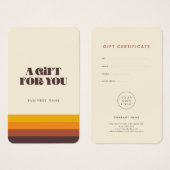 Retro 60s vintage kleuren cadeaucertificaat visitekaartje (Voorkant /achterkant)