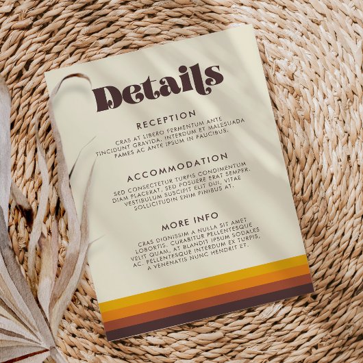 Retro 60s Vintage Wedding Gastinformatie Informatiekaartje