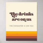 Retro 60s Vintage Wedding Open Bar teken Poster (Voorkant)