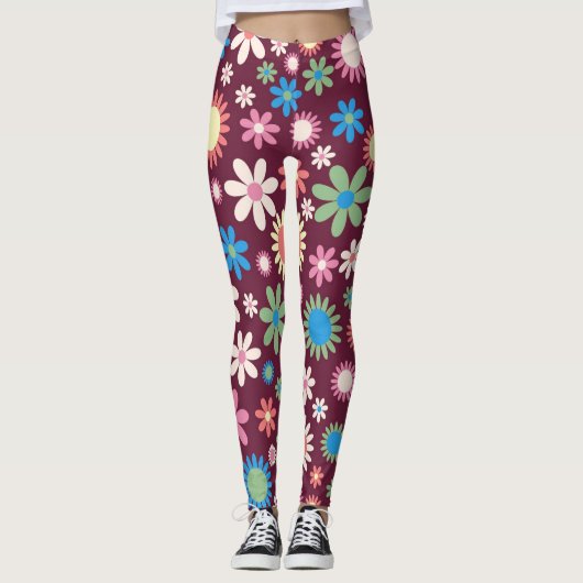 Retro 60s VloerpatroonLeggings Leggings (Voorkant)