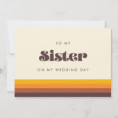 Retro 60s voor mijn zus op mijn trouwdag kaart (Voorkant)