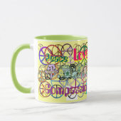 Retro 60's Vrede Signs GalorePeace Love Compassion Mok (Links)