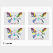 Retro 60s Vredesgebarentaal Boterfly regenboogkleu Rechthoekige Sticker (Vel)