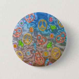 Retro 60s Vreedzaam Oceaan Leven Kleding Cadeaus Ronde Button 5,7 Cm