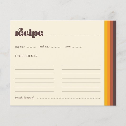 Retro 60s  Vrijgezellenfeest Recept Kaart (Voorkant)