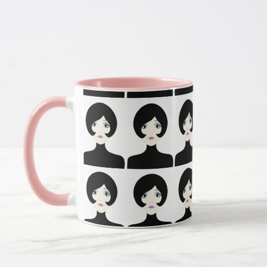 Retro 60's  vrouw: nostalgisch mok (Links)