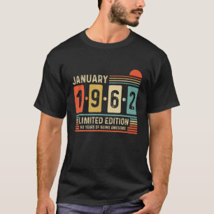 Retro 60th Birthday geboren januari 1962  60 Y T-shirt