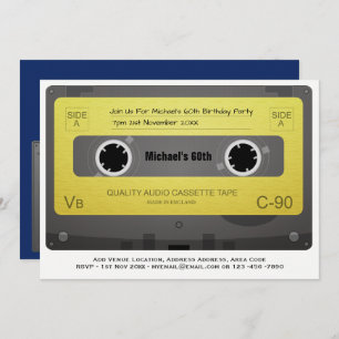 RETRO 60th Birthday MAN nodigt muziekcassette 60s  Kaart