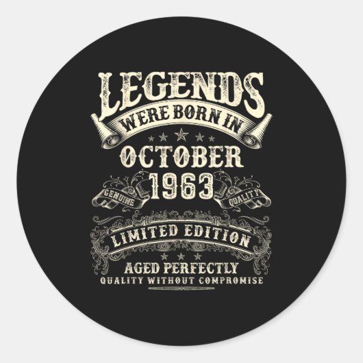 Retro 62nd Birthday For Men 62 Year Old October 19 Ronde Sticker (Voorkant)