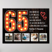 Retro 65e verjaardag Harten aangepaste fotocollage Poster (Voorkant)