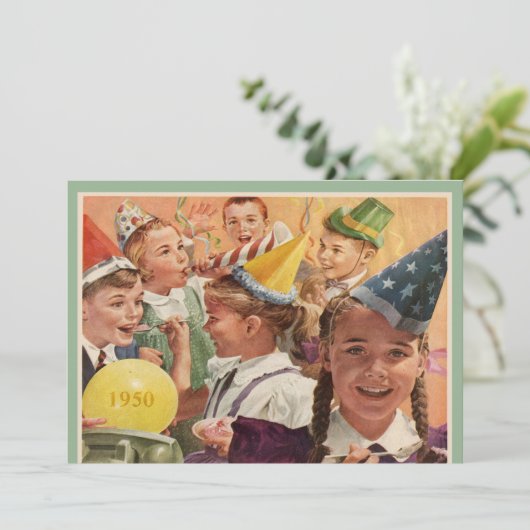 Retro 65e verjaardagsfeest 1950 Herinneringen aan Kaart (Staand voorkant)