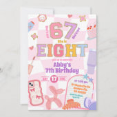 Retro 67 Aesthetic Girl 8th Birthday Patch Party Kaart (Voorkant)