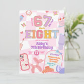 Retro 67 Aesthetic Girl 8th Birthday Patch Party Kaart (Staand voorkant)