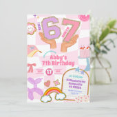 Retro 67 Esthetische Patch Feest Verjaardag Kaart (Staand voorkant)