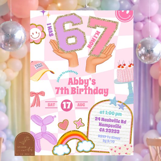 Retro 67 Esthetische Patch Feest Verjaardag Kaart