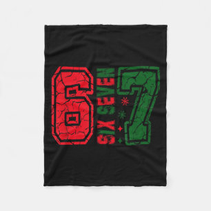 Retro 67 Grappige Zes Zeven Meme 6 7 Nummer Kerstm Fleece Deken
