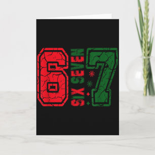 Retro 67 Grappige Zes Zeven Meme 6 7 Nummer Kerstm Kaart