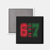 Retro 67 Grappige Zes Zeven Meme 6 7 Nummer Kerstm Magneet (Voorkant / Achterkant)