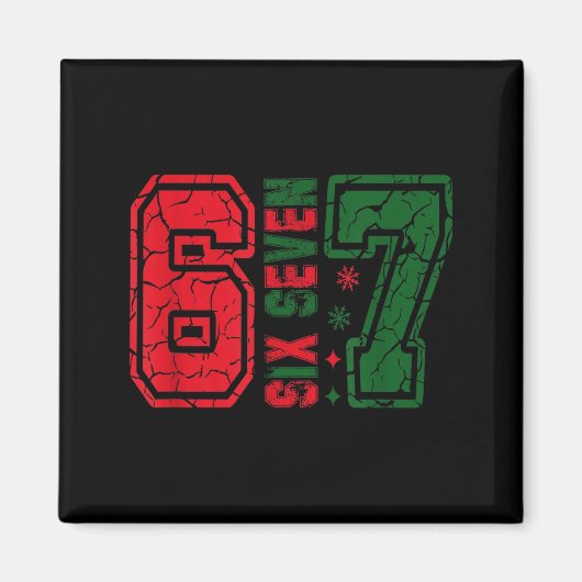 Retro 67 Grappige Zes Zeven Meme 6 7 Nummer Kerstm Magneet (Voorkant)