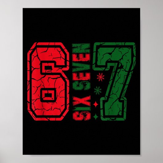 Retro 67 Grappige Zes Zeven Meme 6 7 Nummer Kerstm Poster (Voorkant)