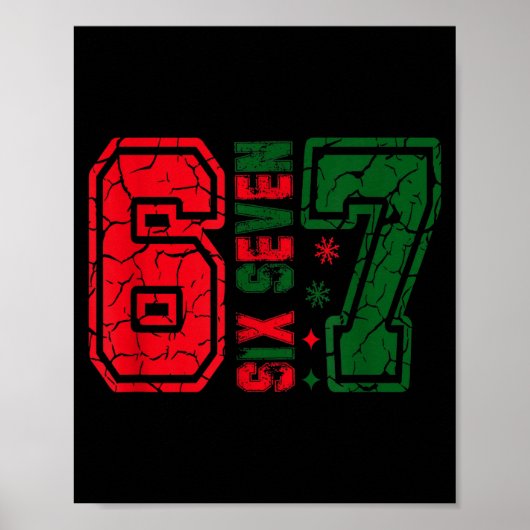 Retro 67 Grappige Zes Zeven Meme 6 7 Nummer Kerstm Poster (Voorkant)