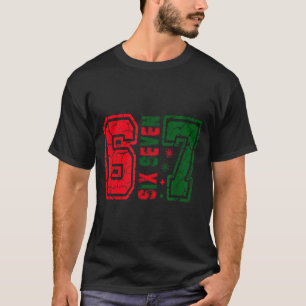 Retro 67 Grappige Zes Zeven Meme 6 7 Nummer Kerstm T-shirt