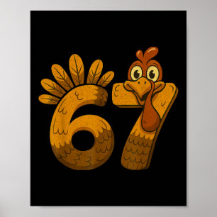 Retro 67 kalkoen grappige Thanksgiving herfst ontw Poster