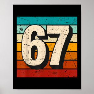 Retro 67 Meme Oud Zes Zeven Nummer Grappig 6 7 M Poster