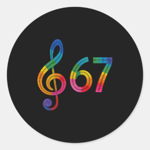 Retro 67 muziek meme slang zes zeven leraar grappi ronde sticker