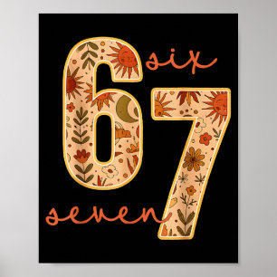 Retro 67 Six Seven Boho Bloemstuk Retro Maan Bloem Poster