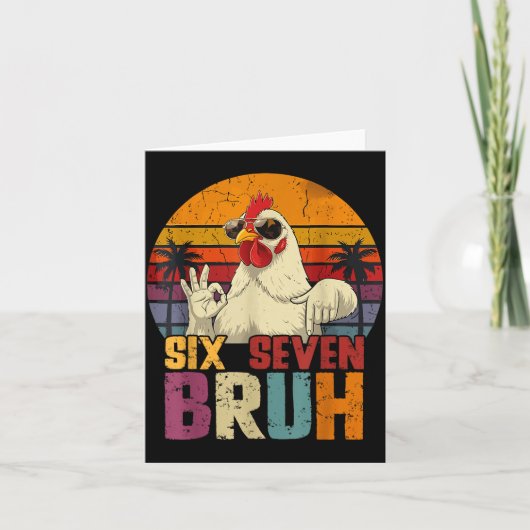 Retro 67 Six Seven Bruh Funny Chicken With Sungles Kaart (Voorkant)
