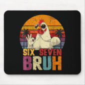 Retro 67 Six Seven Bruh Funny Chicken With Sungles Muismat (Voorkant)