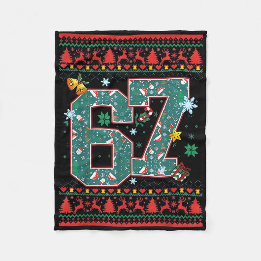 Retro 67 Six Seven Kersttrui Meme Fleece Deken (Voorkant)